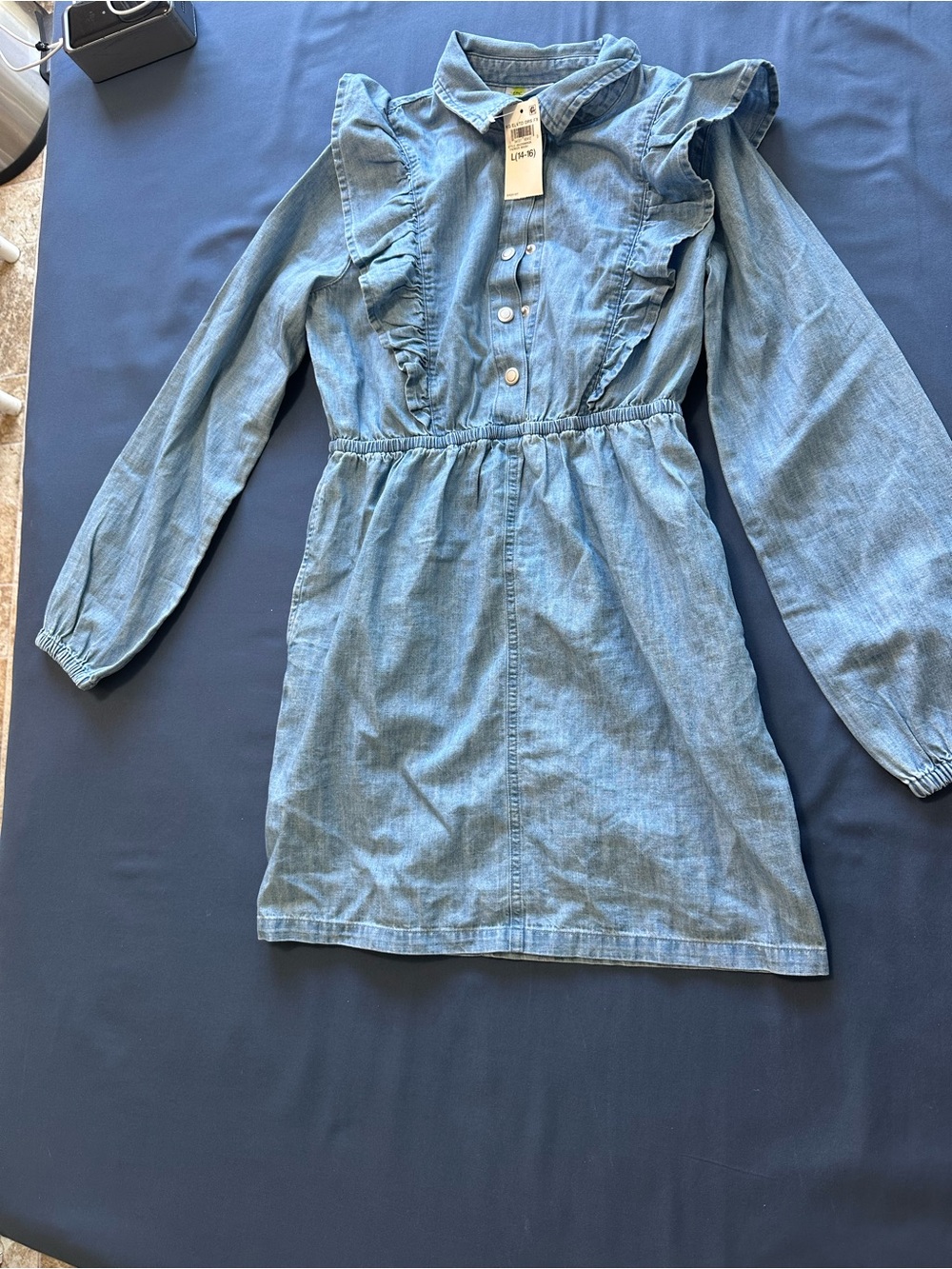 Epic Threads Light Blue Denim Ruffle Long-Sleeve Dress